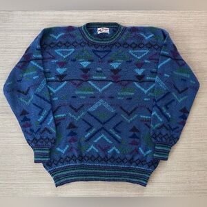 Fotrama 100% Alpaca hand made blue warm cozy soft knit pullover sweater men’s XL